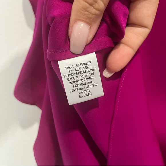 Milly Butterfly-Sleeve Silk Top in Raspberry Size 4 - Picture 7 of 8